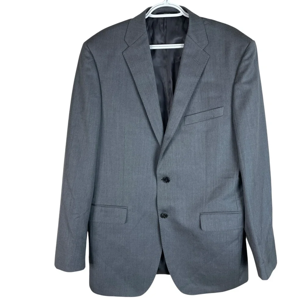 Ermenegildo Zegna Mens Wool Blazer Jacket Sport Coat 42 Long Gray 2 Button Italy